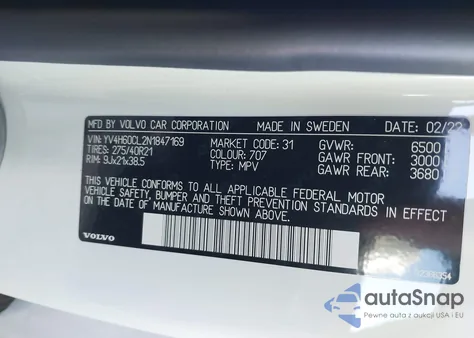 2022 Volvo Xc90 Recharge Plug-In Hybrid T8 Inscription Extended Range 6P from USA, damaged, VIN YV4H60CL2N1847169